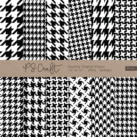 Black and White Houndstooth Digital Papers, SEAMLESS Houndstooth ...