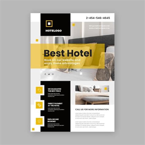 Free Vector | Modern hotel flyer template with photo