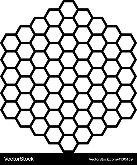 Hexagon pattern field black outline Royalty Free Vector