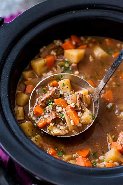 Crockpot Beef Barley Soup - The Chunky Chef