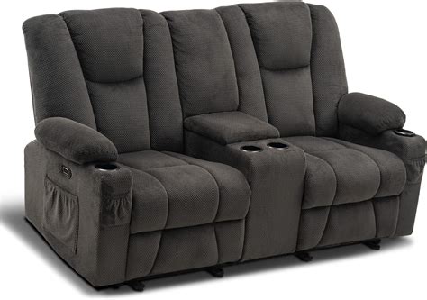 MCombo Mcombo Fabric Power Loveseat Recliner, Electric Reclining ...