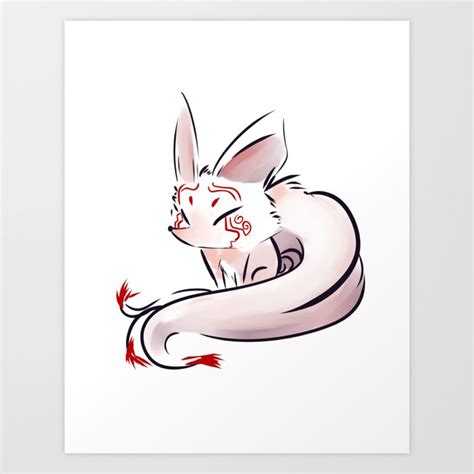 Little Japanese Kitsune Fox Art Print by PumkiMask | Society6