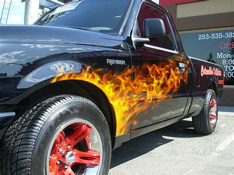 true fire flames on side of truck | Custom paint, Custom cars, Painting