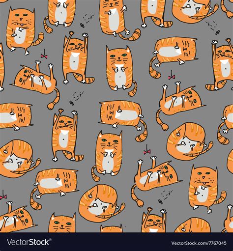 Orange cute cats seamless background Royalty Free Vector