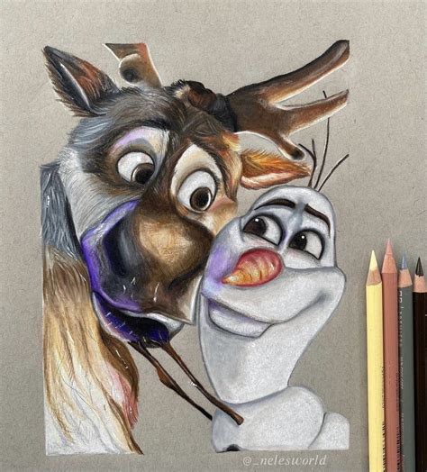 Olaf and Sven | Cartoon art drawing, Disney sketches, Disney drawings