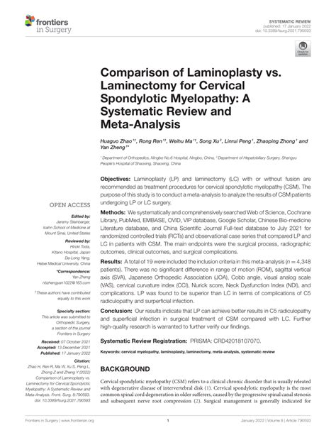 (PDF) Comparison of Laminoplasty vs. Laminectomy for Cervical ...