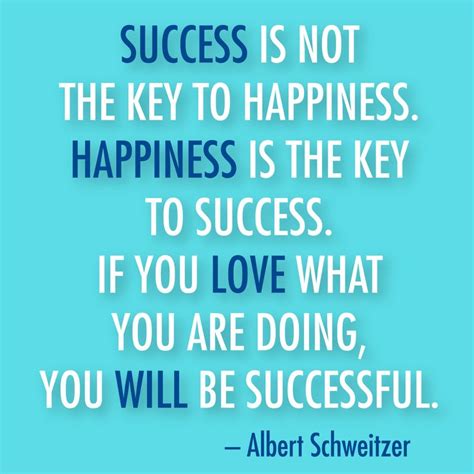 albert schweizer quote about success and happiness on blue background ...