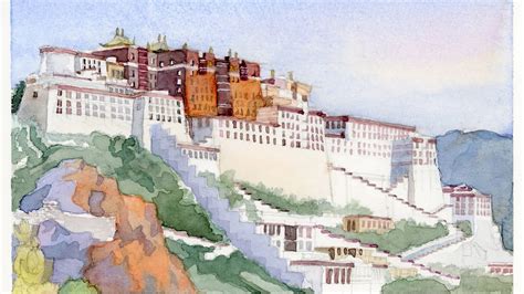 Watercolor Study of the Potala Palace in Lhasa, Tibet - YouTube