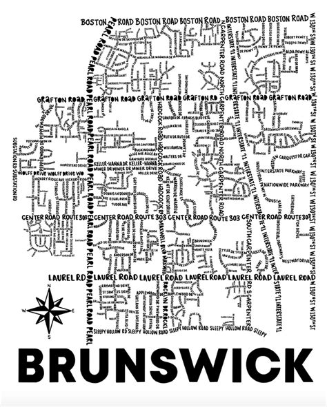 Brunswick Ohio Map Print – Whereabouts Shop