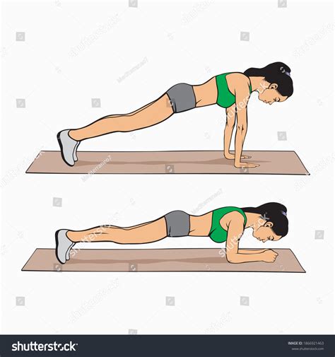 plank exercise variations, full plank and elbow - Royalty Free Stock ...