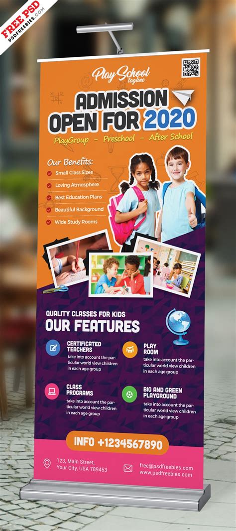 School Admission Open Roll-up Banner PSD | Education banner, Admissions ...