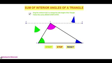 Sum of interior angles of a triangle - YouTube