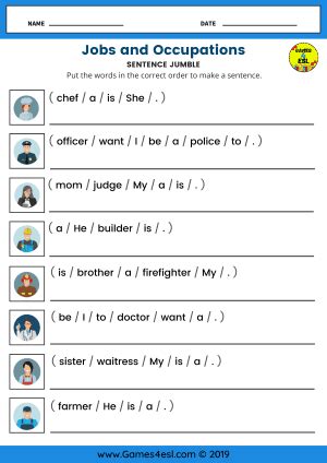 Jobs And Occupations Worksheets | Games4esl