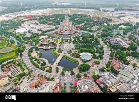 An aerial view of Shanghai Disneyland at Shanghai Disney Resort in ...