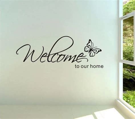 'welcome To Our Home' Text Patterns Wall Sticker Home Decor Living Room ...