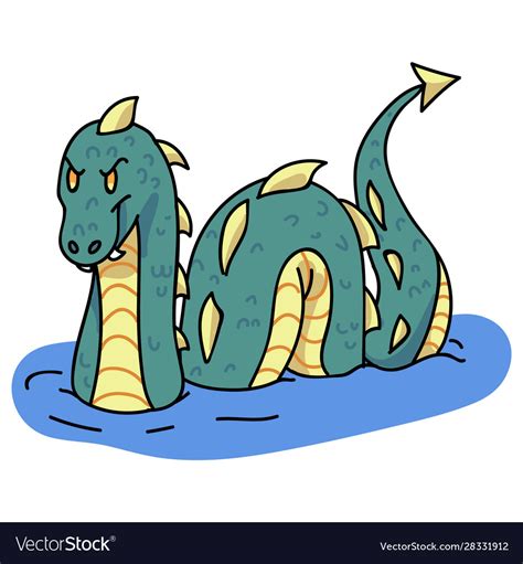 Adorable cartoon nessie clip art wild mythical Vector Image