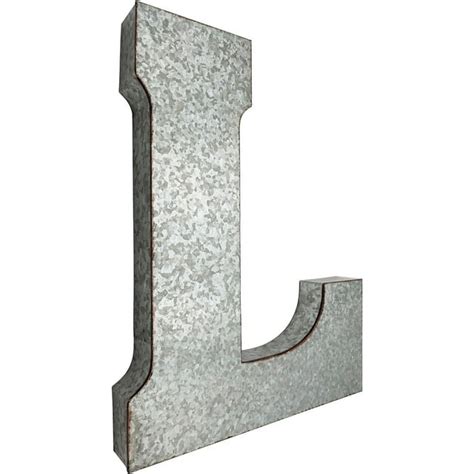 20" Metal Letter "L" Wall Decor, Silver with Rusted Edges, Galvanized ...