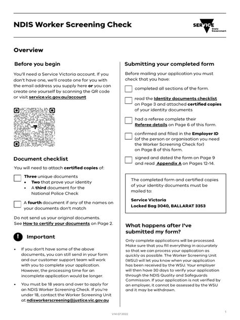 NDIS Worker Screening Check Form | PDF