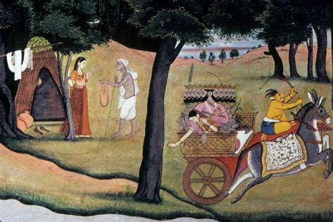 Indian painting shows Ravana appearing as hermit and then abducting ...