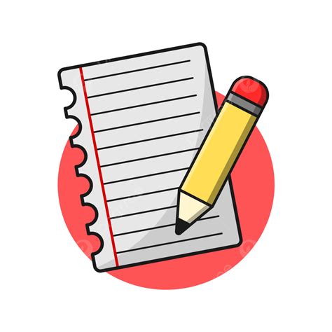 Note Paper With Pencil Illustration Cartoon Vector, Pencil Clipart ...