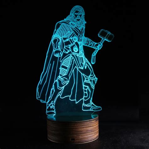 The Avengers Thor 3D Visual Night Light Lampara Luz De LED Lamp remote ...