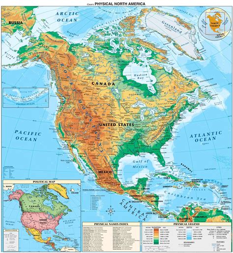 North America physical map | North america map, America map, Physical map