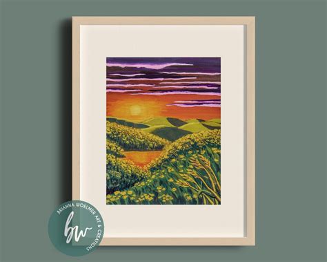 Kansas Landscape Wall Art Print Flint Hills Sunset Original Wall Art ...