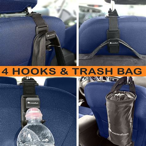 Amazon.com: 4 Pack Headrest Hooks Plus Car Trash Bag-FREE BONUS Bottle ...