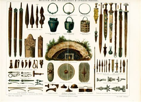 Metal age print set bronze age iron age weapons iron age tools