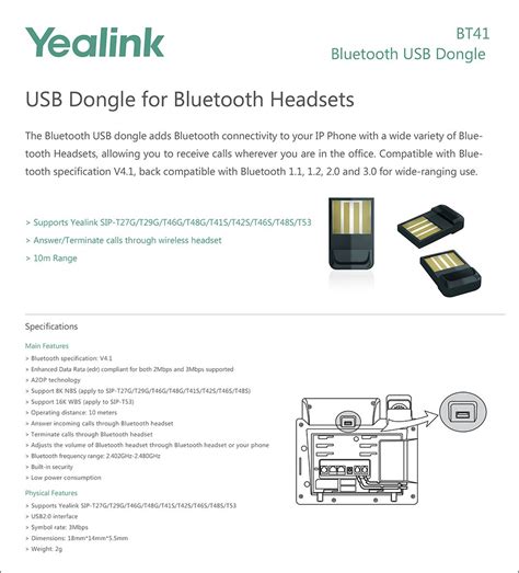 Yealink BT41 Bluetooth Headset USB Dongle - BT41 | Mwave