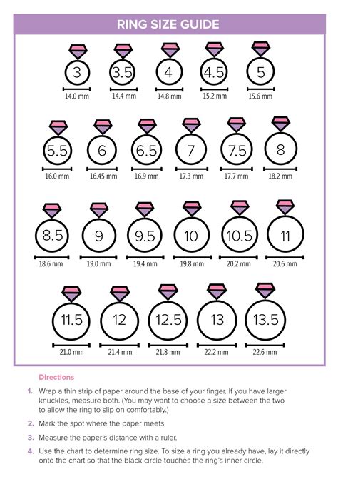 Free Printable Ring Size Chart