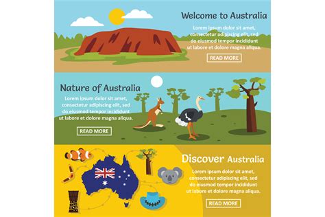 Australia Travel Banner Horizontal Set Graphic by ylivdesign · Creative ...