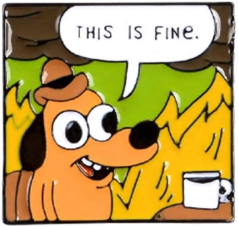 Amazon.co.jp: Visual Art This is Fine Fire Dog Meme エナメルピン : ペット用品