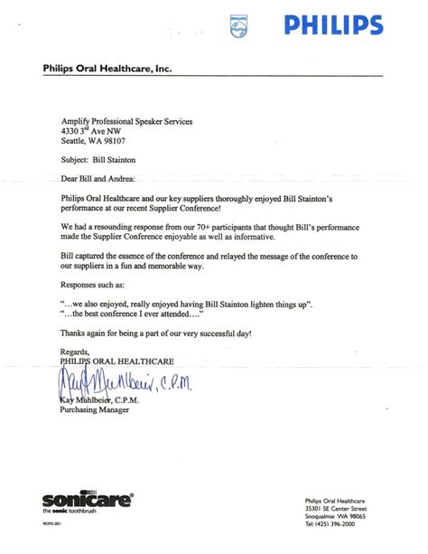 Philips testimonial letter - Connect the Dots