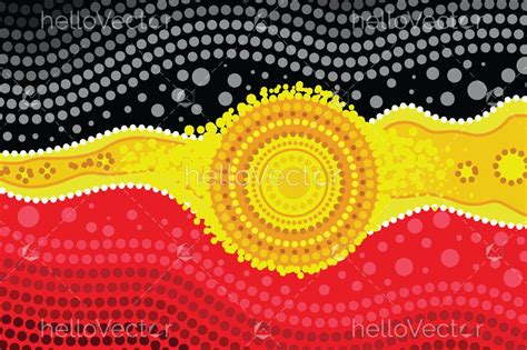 Dot art of aboriginal motif with the colors of the aboriginal flag ...