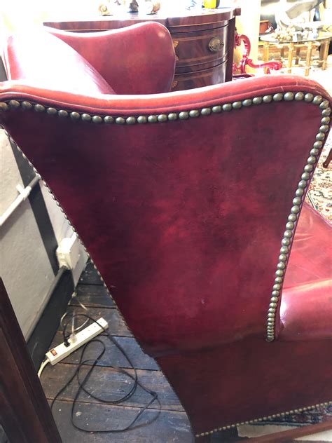 Gutsy Vintage Maroon Leather Wing Chair at 1stDibs | maroon wingback ...