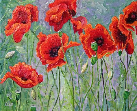 Audra's Oil Paintings: Red Poppies (2011), 8 x 10"