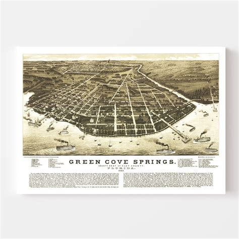 Vintage Map of Green Cove Springs, Florida 1885 by Ted's Vintage Art