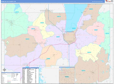 Fond du Lac County, WI Wall Map Color Cast Style by MarketMAPS