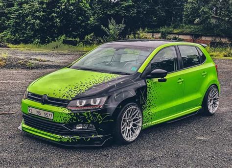 Modified Volkswagen Polo With Green And Black Wrap Looks Enticing