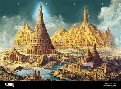 Ancient Babylon with Babel tower Stock Photo - Alamy