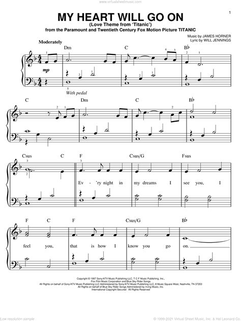 Dion - My Heart Will Go On (Love Theme from Titanic) sheet music (easy ...