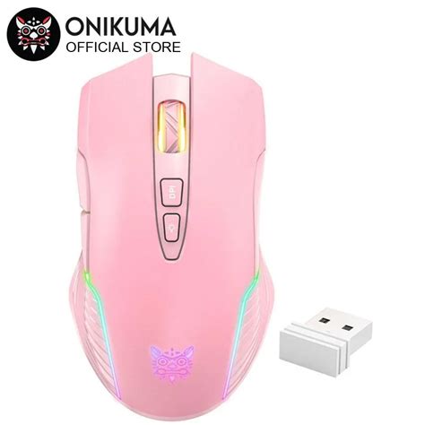 Mice Wireless Gaming Mouse 2.4GHz Pink Rechargeable USB Mice With USB ...