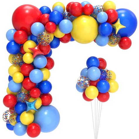 Buy Carnival Circus Balloon Arch and Garland Kit with 117pcs Red Blue ...