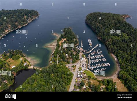 Snug Cove, Bowen Island, British Columbia, Canada. Aerial view of a ...