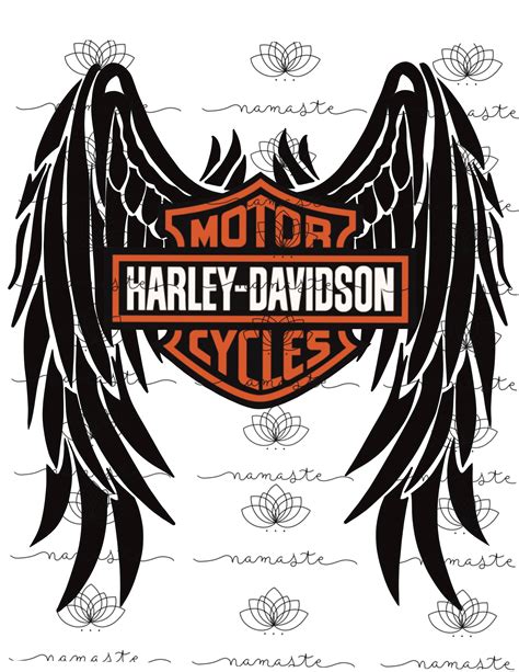 Harley Davidson Tattoo Black Wings PNG - Etsy