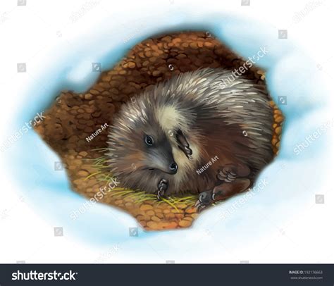 Hedgehog Sleeping Winter Isolate On White Stock Vector (Royalty Free ...