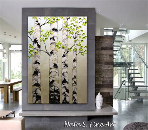 Original Aspen Tree Painting Abstract Impasto Tree Art Large - Etsy