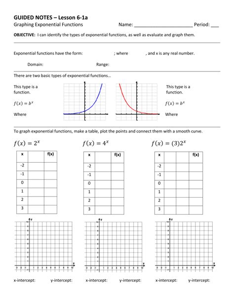 6-1 Guided Notes - Graphing Exponential Functions