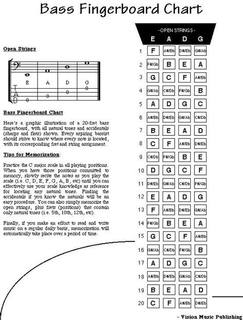 Printable Bass Guitar Fretboard Chart | Guitar Information